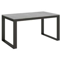mesa extensible moderna de 6 a 12 plazas an 160 a 264 cm estructura de metal gris hormigon y antracita tiroz