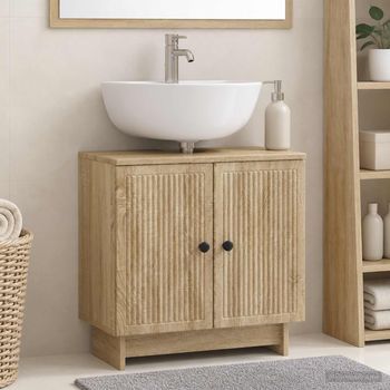 Vidaxl Mueble De Lavabo Para Baño Ede Roble Sonoma 59,5 X 31,5 X 59 Cm