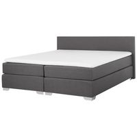 cama continental doble 180 x 200 cm tapizada en tela gris con colchon de muelles embolsados president - gris