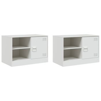Muebles Para Tv 2 Unidades Acero Blanco 67x39x44 Cm Vidaxl