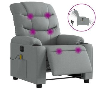 Vidaxl sillón reclinable de masaje eléctrico tela gris claro