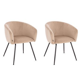 Silla De Comedor De Terciopelo Con Reposabrazos Aria - Lote De 2 Beige