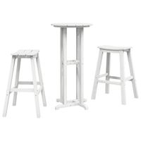 conjunto de bar de jardin 3 uds blanco hdpe cfw155245