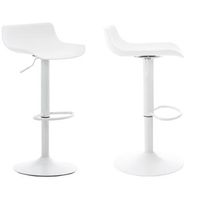 conjunto de 2 taburetes de bar con patas de trompeta de estilo moderno y reposapies regulable en altura en plastico y metal blanco 100000311