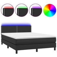 cama box spring colchon y led cuero sintetico negro 140x200 cm vidaxl