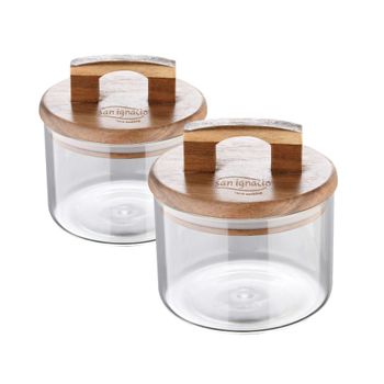 Set de 2 botes en vidrio transparente de 400 y 500 ml