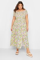 yours vestido largo de flores amarillas y rosas mujer curvy y tallas grandes yours