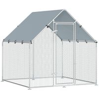 pawhut gallinero exterior de acero galvanizado con techo y puerta 200x200x200 cm plateado   aosom espana