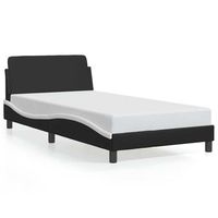 estructura de cama dover cuero sintetico negro blanco 100x200 cm vidaxl