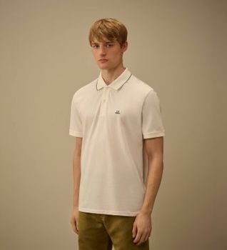 C.P. Company para hombre. RCCMPL722A005263W Polo Stretch Piquet blanco roto (L), Casual, Algodón, Manga corta