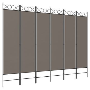 Biombo Divisor De 6 Paneles De Tela Gris Antracita 240x220 Cm Vidaxl