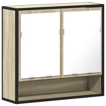 Armario Con Espejo De Baño | Mueble De Baño Madera Roble Sonoma 65x20x60 Cm