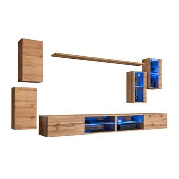 Conjunto De Muebles De Salón Switch Xxv – Led – Roble – Diseño Suspendido