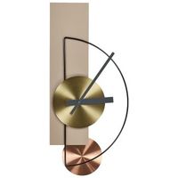 reloj de pared decoracion colgante 31 x 63 cm diseno moderno con pendulo decorativo sin numeros acero beige cevins