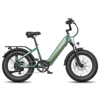 Bicicleta Eléctrica Compacta Fafrees F20 Rover Con Neumáticos Anchos De 48 V, Verde Azulado Pino
