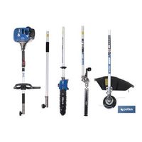 multiherramienta 4 en 1 de gasolina  cortabordes desbrozadora cortasetos y podador en altura  motor de 2 tiempos  517 cc  incluye arnes doble  accesorios incluidos