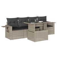 set de sofas jardin y cojines 5 pzas ratan sintetico gris claro vidaxl
