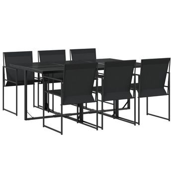 Juego De Comedor Para Jardín 7 Uds | Conjunto Mueble Jardin Mesa Y Sillas Textilene Negro