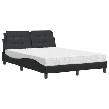Estructura De Cama Sin Colchón Zadar Cuero Sintético Negro 140x200 Cm Vidaxl
