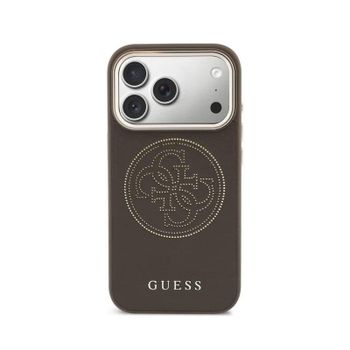 Funda para móvil Guess Efecto piel Logo perforado Marrón para iPhone 17 Pro Max