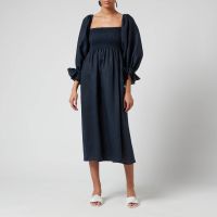 sleeper atlanta linen midi dress - s