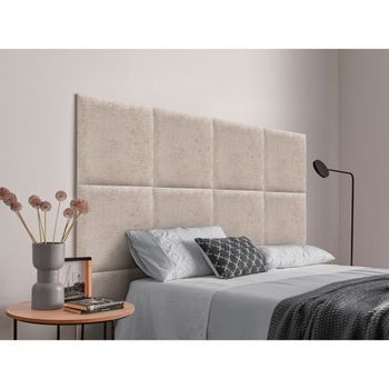 Dhome Cabecero Tapizado Para Camas De 105cm Compuesto De Paneles Autoadhesivos Intercambiables De Lana Ecológica Cama Lujo Dormitorio Acolchado (beige