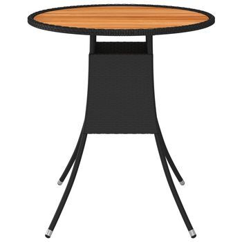 Mesa De Comedor De Jardín | Mesa De Exterior Ratán Sintético Acacia Negro Ø 70 Cm