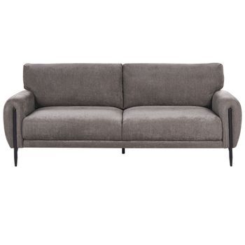 Sofá Moderno 3 Plazas Tapizado De Chenilla Fundas De Cojines Extraíbles Patas De Metal Gris Pardo Skaro