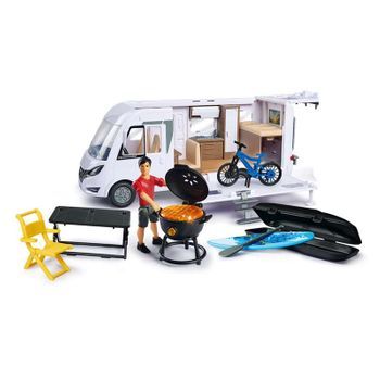 Caravana Camper 30 Cm Con Figura Artículada Y Accesorios ¡tiene Barbacoa Con Luz! (simba - 203837021)