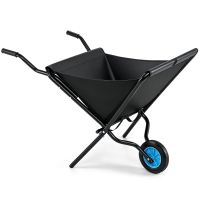 costway carretilla de jardin plegable con estructura metalica mangos antideslizantes y rueda para jardineria carga 40kg negro