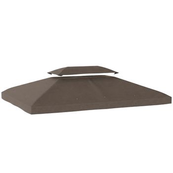 Outsunny Toldo de Recambio 4x3 m con Techo Doble Orificios de Drenaje y Protección UV Solo Toldo NO Incluye Marco Marrón