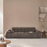sofa recto de 4 plazas en terciopelo trenzado moca