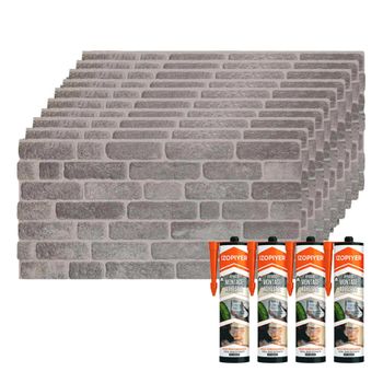 Set de 10 paneles ladrillo urbano + 4 botes adhesivo