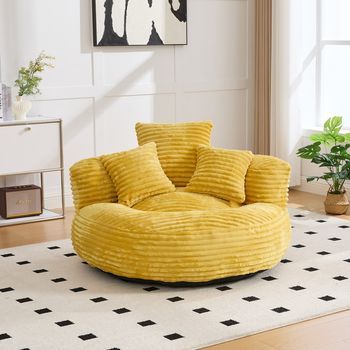 Puf Reclinable En Pana Con Respaldo Alto Y 3 Cojines, Para Adulto Y Niño, Ideal Para Gaming