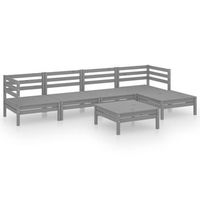 conjunto de muebles de jardin 9 uds  mesa y sillas madera pino maciza gris
