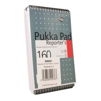 Pukka Reporters Shothand Pad Wirebound 160P 205x140mm NM001 - (PK3)