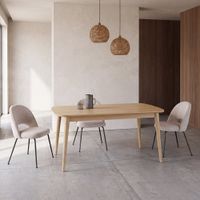 mesa de comedor extensible de roble y fresno de 160 a 230 cm