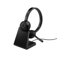 auriculares jabra evolve 65 te inalambricos y con cable bluetooth con cancelacion de ruido microfono y base de carga negros
