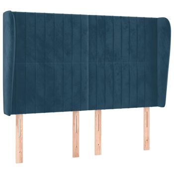 Cabecero Cama | Panel De Cabecera Con Orejas De Terciopelo Azul Oscuro 147x23x118/128 Cm