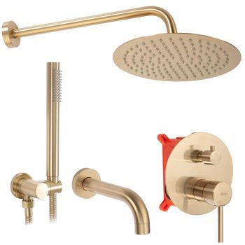 Conjunto De Ducha Rea Y Bañera Eportado Oculto Rea Lungo Brush Gold + Box