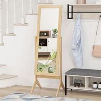 espejo de pie cuerpo entero de mdf vidrio homcom 47x46x148 cm-roble