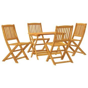 Set De Comedor De Jardín Plegable 5 Piezas | Mueble De Jardín Madera Maciza Acacia