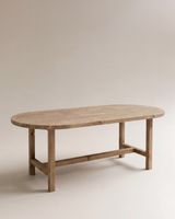 mesa de comedor de madera maciza ovalada en tono envejecido 200x85cm