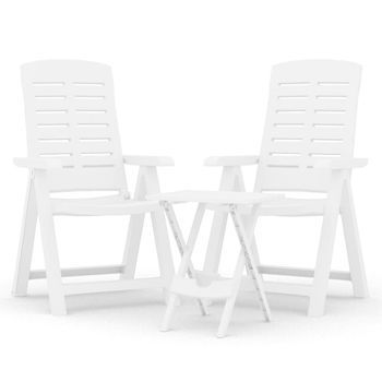 Conjunto Comedor Jardin Para Jardín 3 Uds | Mueble Jardin Mesa Y Sillas Polipropileno Blanco