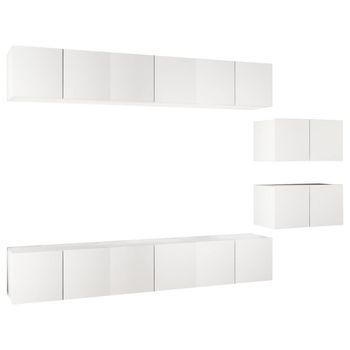 Mueble De Tv 8 Piezas De Madera Contrachapada Blanco Vidaxl