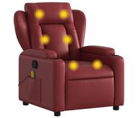 vidaxl sillon de masaje reclinable cuero sintetico rojo tinto