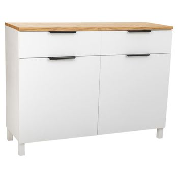 Aparador de madera de 2 cajones y 2 puertas 120x40x76