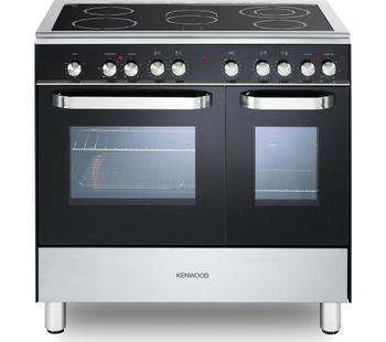 KENWOOD CK408-2 90 cm Electric Ceramic Range Cooker - Black & Chrome, Black