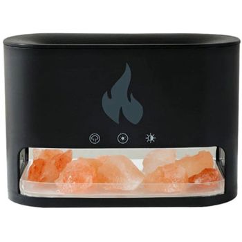 Klack Humidificador y Difusor de Aromaterapia con Sal de Cristal Efecto Llama y Ultrasónico Negro