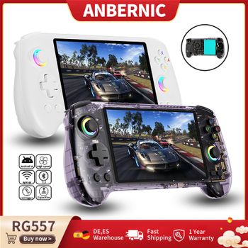 Consola de Juegos Portátil Anbernic RG557, Pantalla AMOLED de 5.48'', Android 14, Batería de 5500 mAh, Reproductor de Videojuegos, Compatible con Streaming, WIFI, IA y Bluetooth